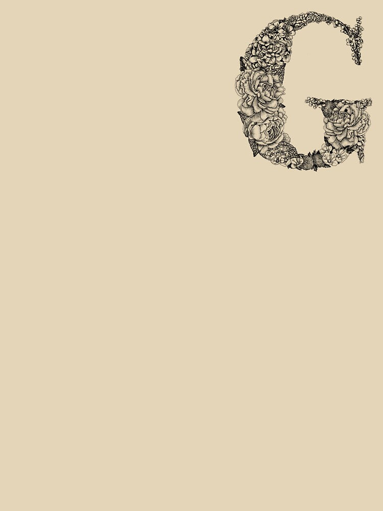 Botanical Letter G Floral Black and White by byLilyMarie T-Shirts, Hoodie, Sweatshirt | BlankRebels.com (Image 3)