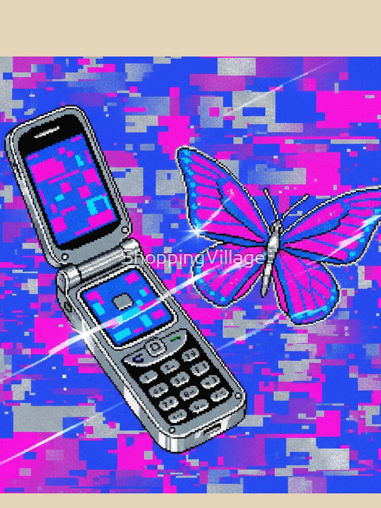 Y2K Butterfly Flip Phone - Cyber Glitch Art by ShoppingVillage T-Shirts, Hoodie, Sweatshirt | BlankRebels.com (Image 3)