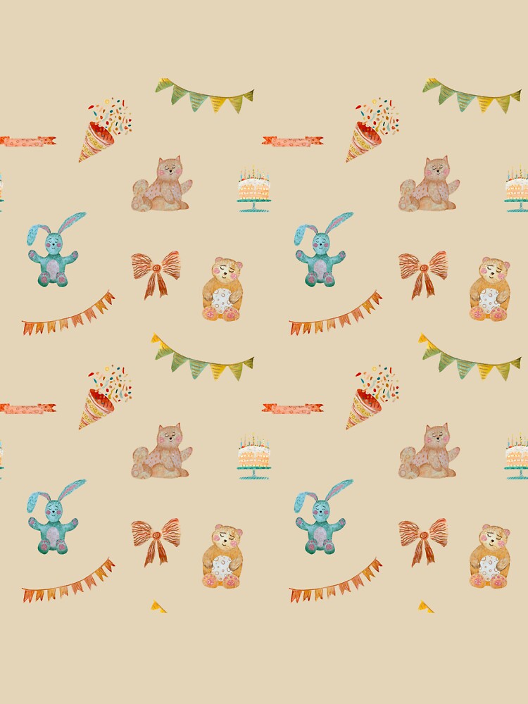 Happy birthday cake cat flower pattern watercolor beige by Yana Mustafina | Boho Soulful Designs T-Shirts,... (Image 3)