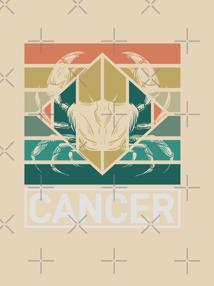Cancer Zodiac Symbol Rainbow Retro Style by Trinket-Trickster T-Shirts, Hoodie, Sweatshirt | BlankRebels.com (Image 3)