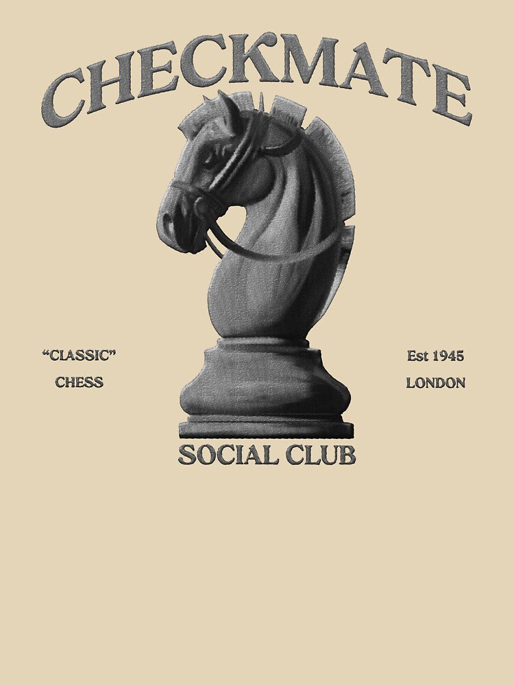 checkmate social club - chess horse embroidery iron patch textured graphic artwork by hayrpictures T-Shirts,... (Image 3)