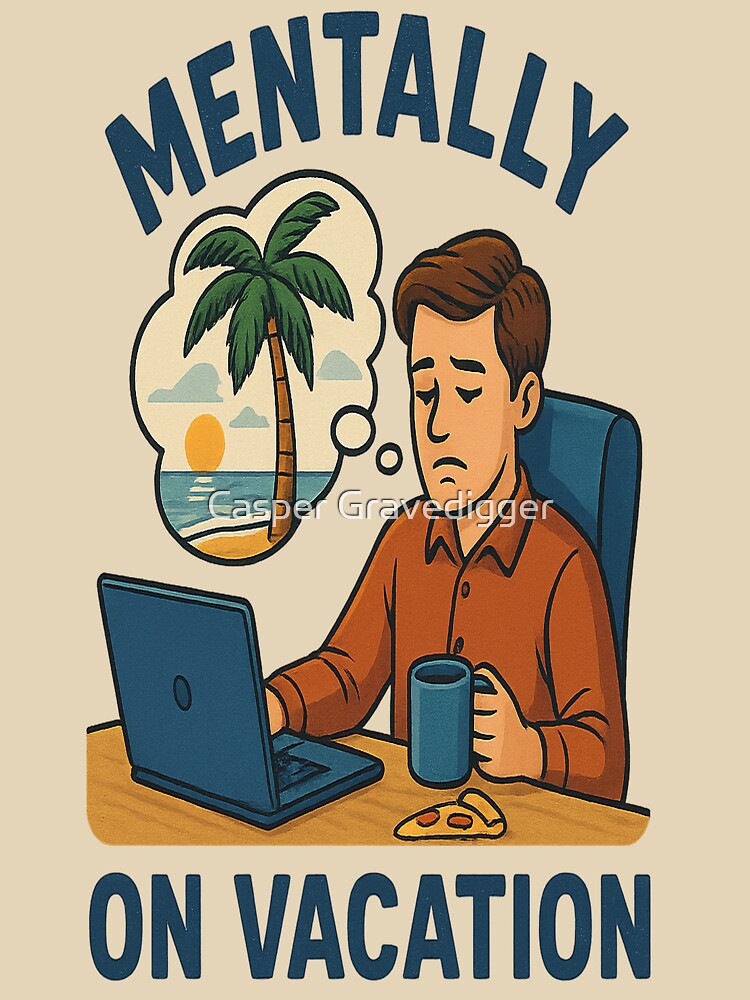 Mentally On Vacation – Funny Work From Home Sarcastic Shirt by Casper Gravedigger