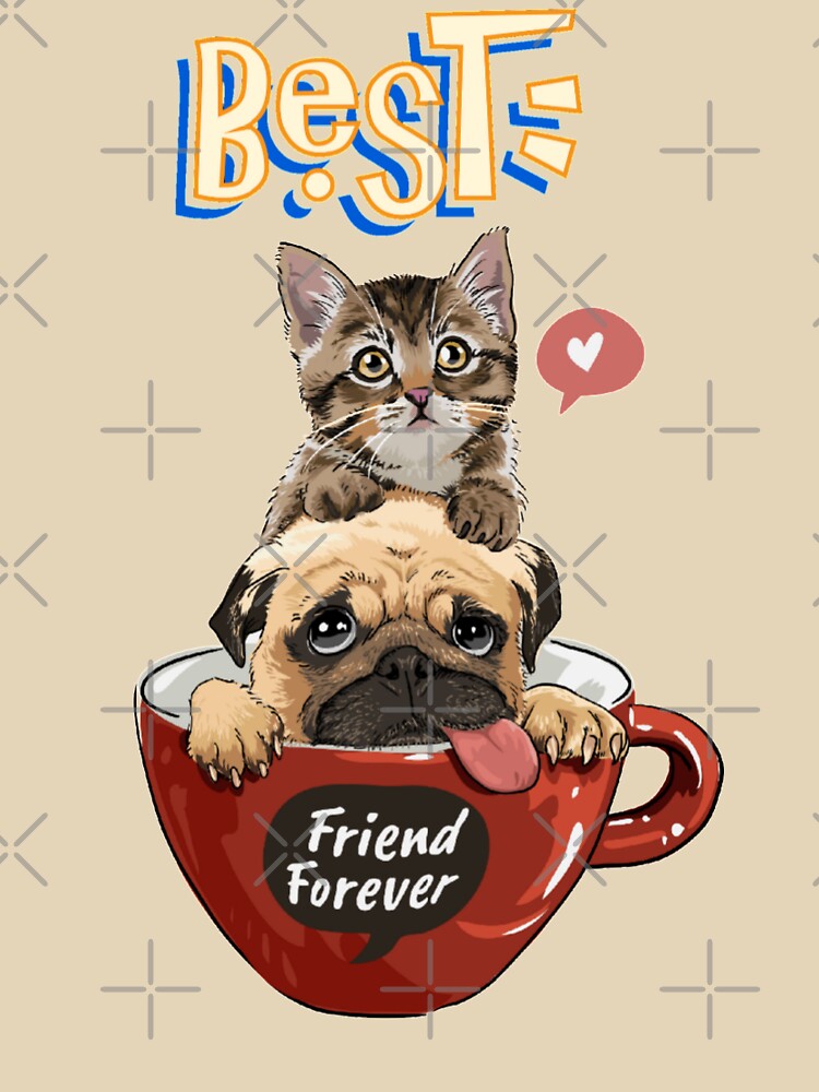 Best Friend Forever Baby Bulldog And Kitten In A Cup by darknessjeff86 T-Shirts, Hoodie, Sweatshirt (Image 3)