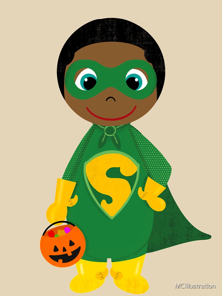 Superhero Boy Trick Treater Dark Skin Black Hair T-Shirts, Hoodie, Sweatshirt