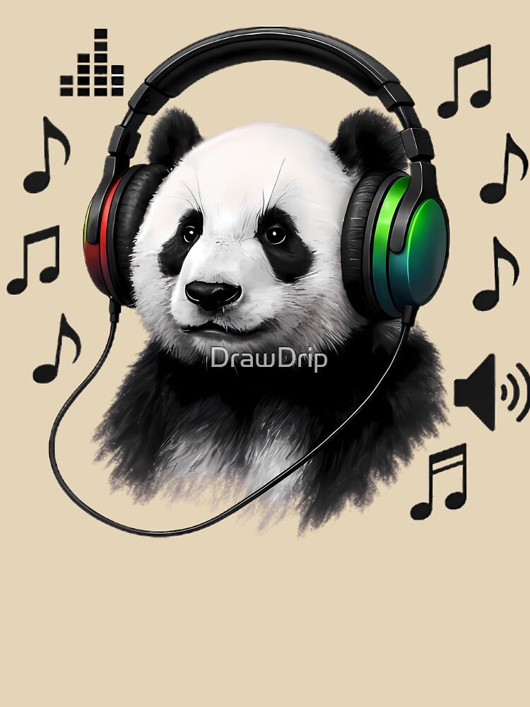 DJ Panda with Headphones - Music Lover Gift Art by DrawDrip T-Shirts, Hoodie, Sweatshirt | BlankRebels.com (Image 3)
