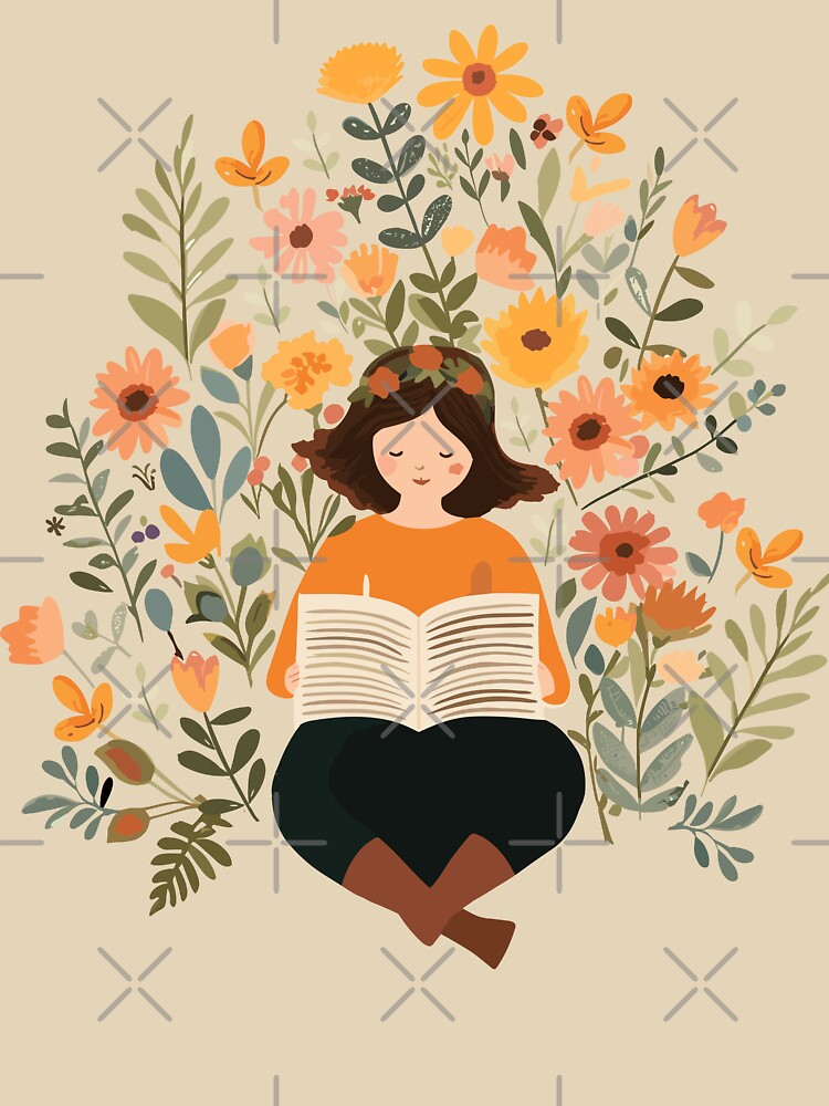 Reading Girl, Flowers Book by BellaLawi T-Shirts, Hoodie, Sweatshirt | BlankRebels.com (Image 3)
