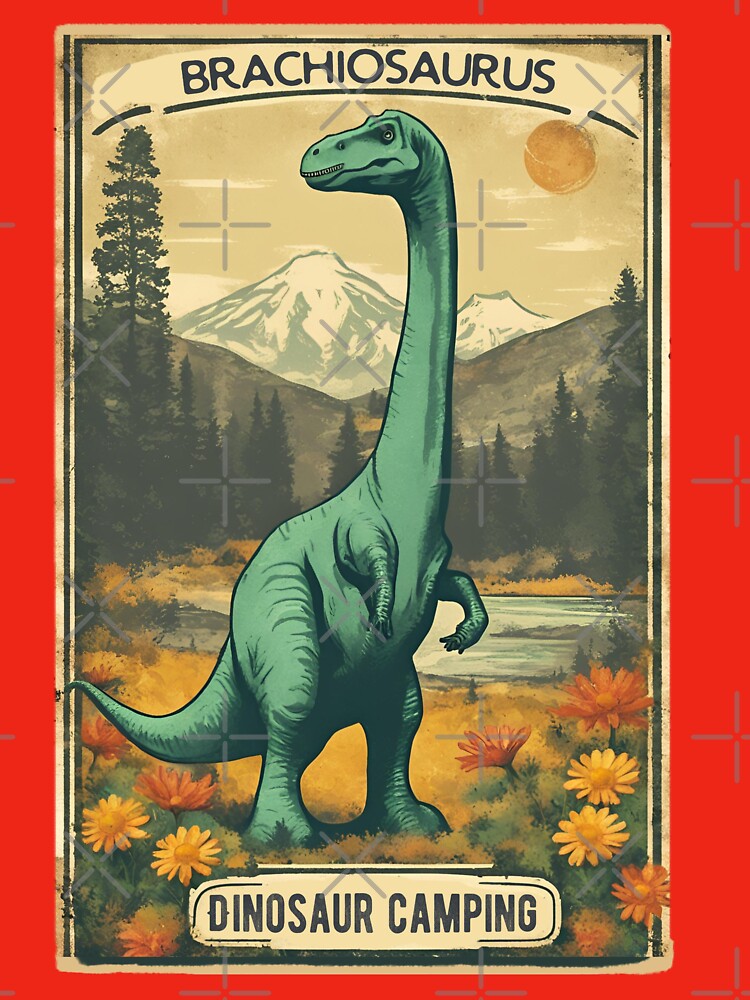 Retro Brachiosaurus Camping Dinosaur in Jurassic Period by FociCreate T-Shirts, Hoodie, Sweatshirt (Image 3)
