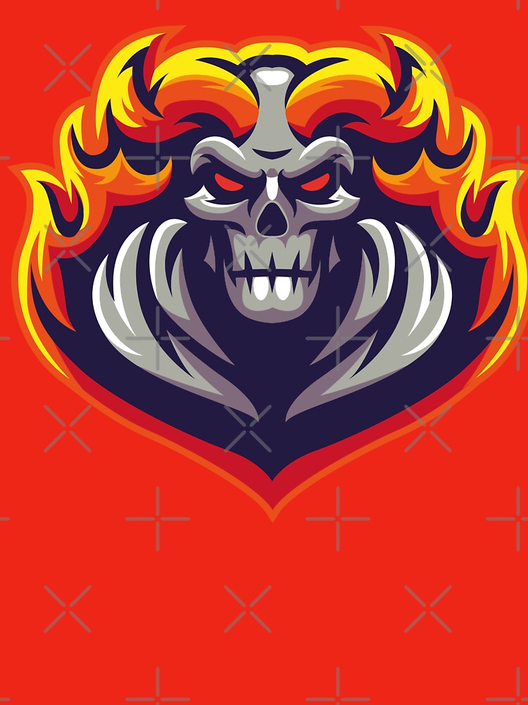 Fire Skull | Flaming Skull Artwork & E-Sport Logo Design by MerlinWear T-Shirts, Hoodie, Sweatshirt (Image 3)
