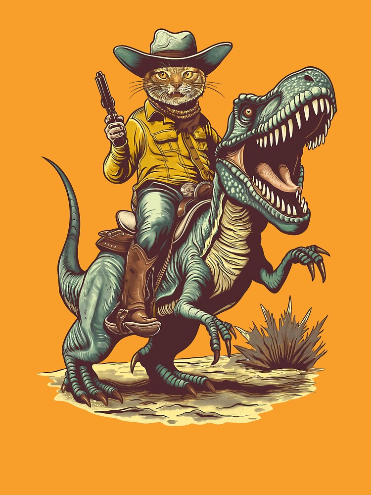 Cowboy Cat Riding Dinosaur by Wild-Co T-Shirts, Hoodie, Sweatshirt | BlankRebels.com (Image 3)