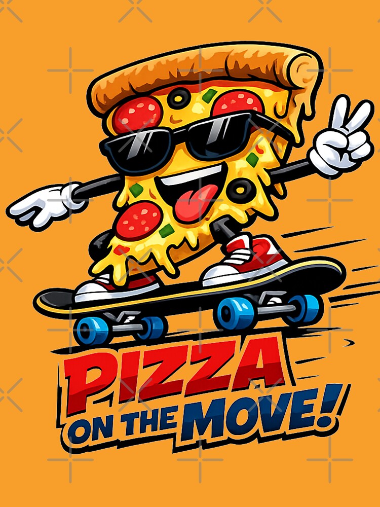 Cool pizza on a skateboard — fun cartoon design for skaters and pizza lovers. by Hummer Studio T-Shirts,... (Image 3)
