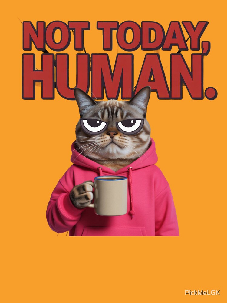 Funny Grumpy Cat “Not Today, Human” Hoodie Coffee Meme by PickMeLGK T-Shirts, Sweatshirt | BlankRebels.com (Image 3)