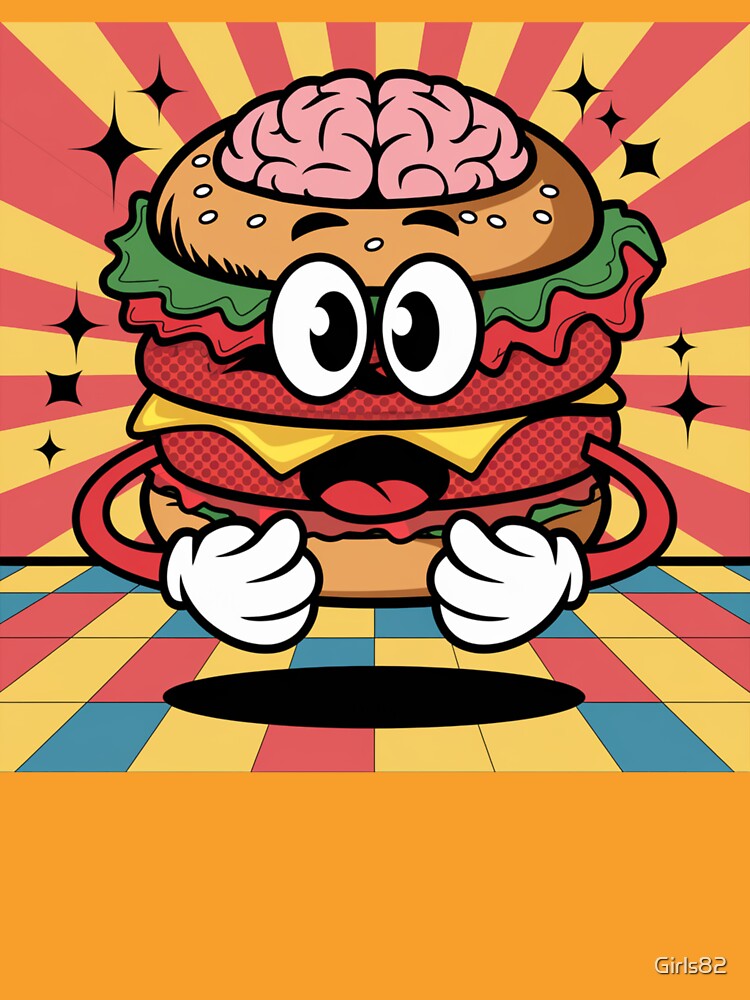Brainy Burger Mascot Cartoon Character by ColorSplashCreations T-Shirts, Hoodie, Sweatshirt | BlankRebels.com (Image 3)