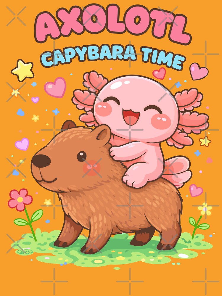 Cute Axolotl Riding a Capybara in Kawaii Funny Style by Sitchko T-Shirts, Hoodie, Sweatshirt | BlankRebels.com (Image 3)
