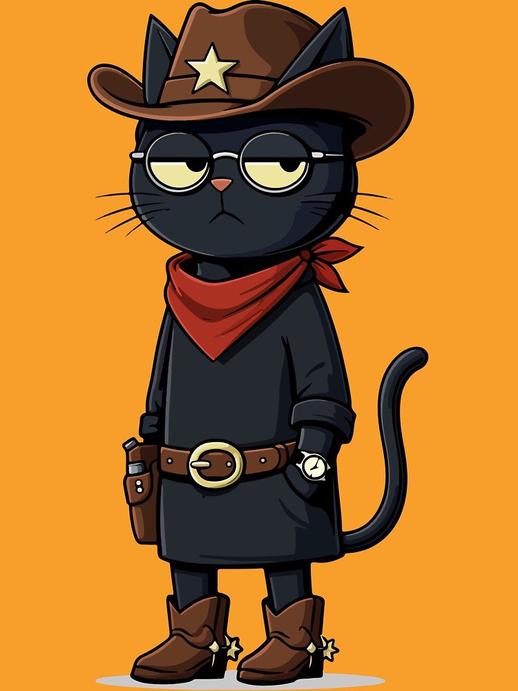 Funny Cowboy Cat – Black Cat Western Meme Design by Dimalol T-Shirts, Hoodie, Sweatshirt | BlankRebels.com (Image 3)