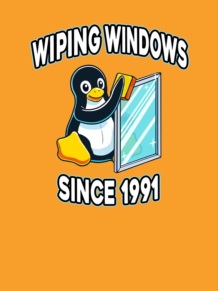 Tux Wiping Windows - Linux vs Windows Tech Humor Devops Sysadmin Backend Developer by Chengly