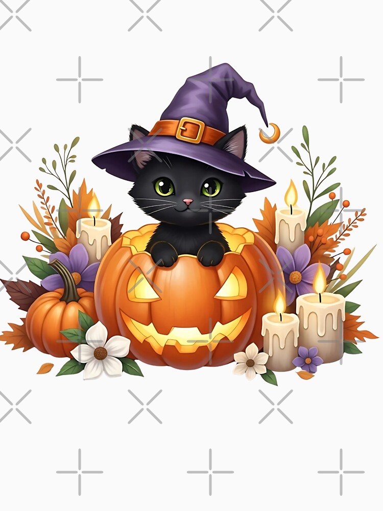 Halloween Cat PNG | Spooky Cute Black Cat Design by Ellen'Studio T-Shirts, Hoodie, Sweatshirt | BlankRebels.com (Image 3)