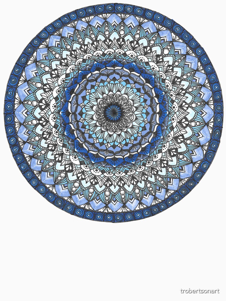 Blue Moody Mandala by trobertsonart T-Shirts, Hoodie, Sweatshirt | BlankRebels.com (Image 3)