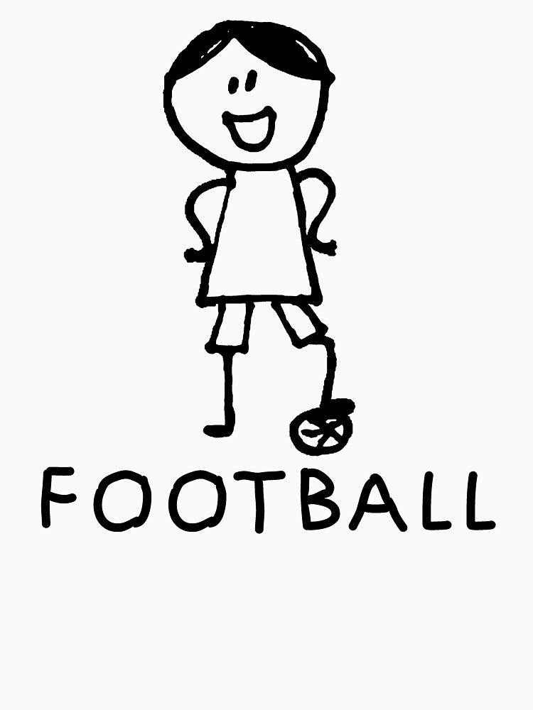 Stick Peeps FOOTBALL kids kid children child active (black) by SolidEarthArt