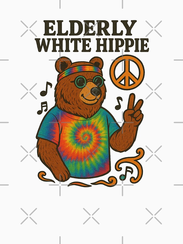 Chill Bear Hippie – Elderly White Hippie Tie Dye Psychedelic Retro Design by 9morethan9® T-Shirts, Hoodie,... (Image 3)