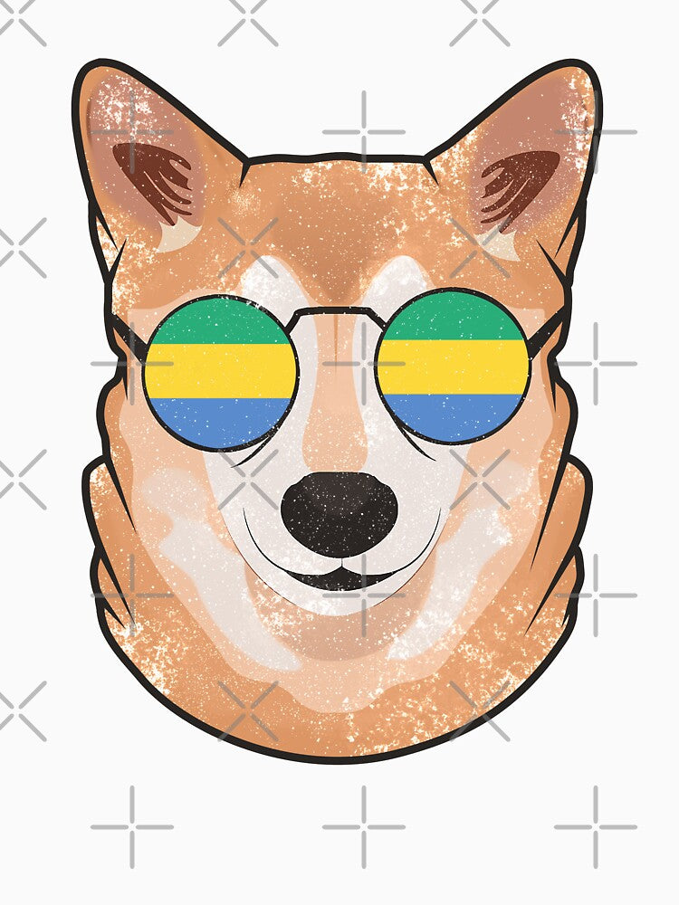 Vintage Patriotic Shiba Inu Gabonese Flag by feether-store