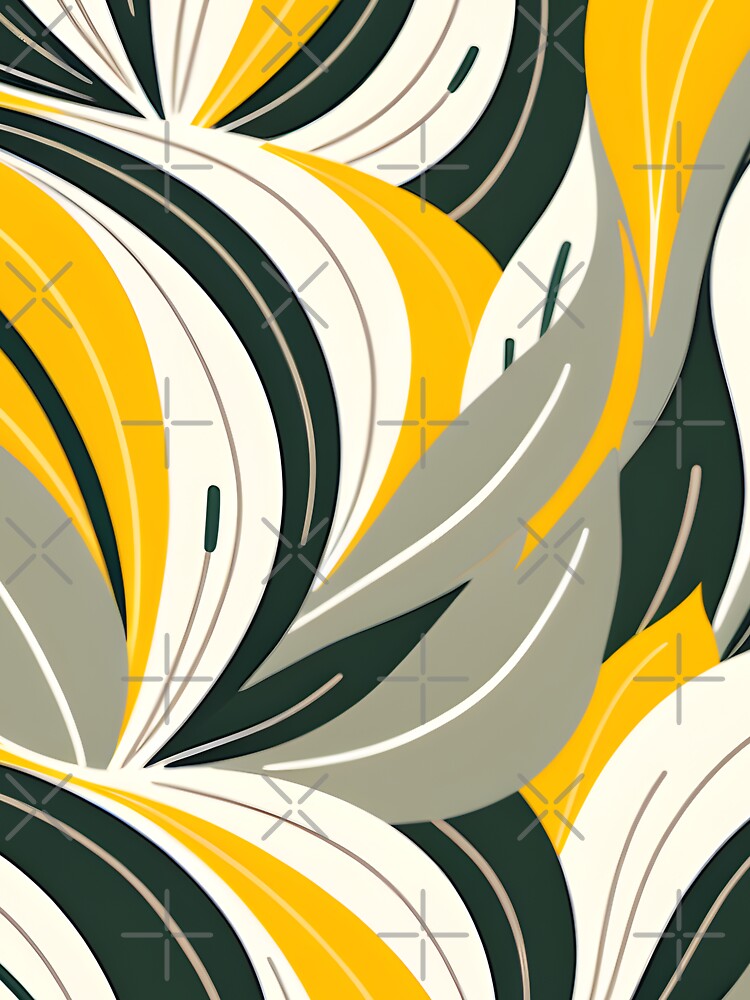 Mid Century Modern Abstract Botanical Yellow, Sage Green, Cream by Prints and Lifestyle T-Shirts, Hoodie,... (Image 3)