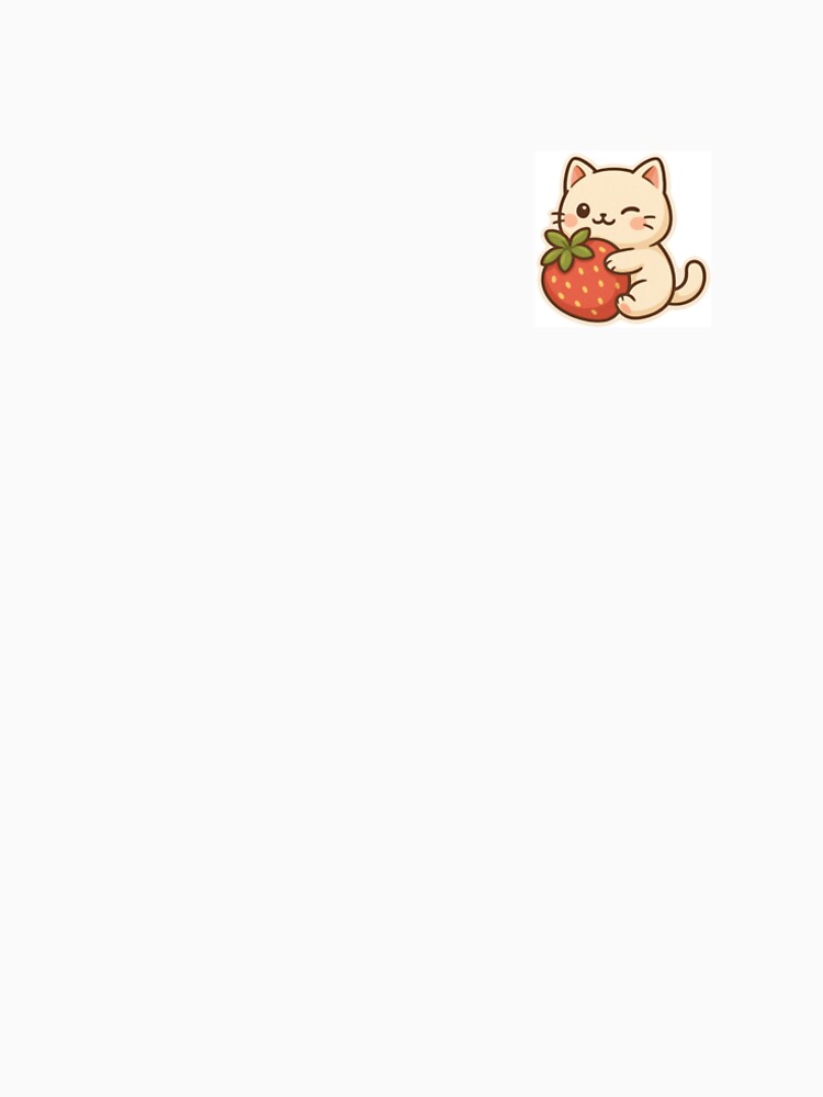Kawaii Cat Holding a Strawberry by Vibe Vault Studio