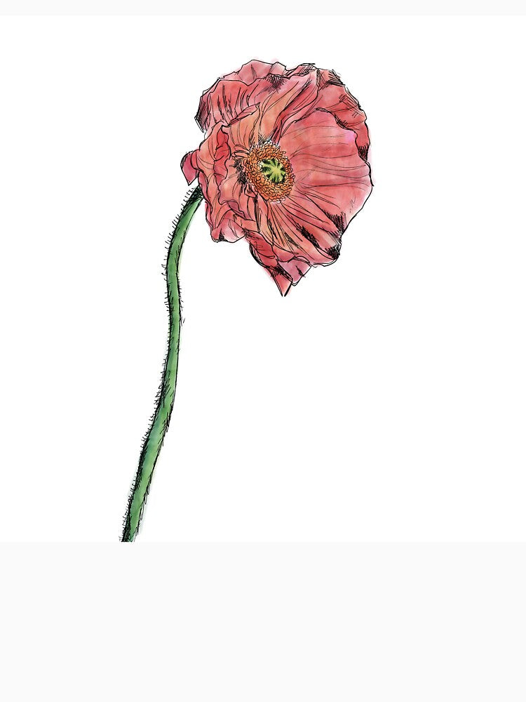 Coral Poppy Pen and Watercolor Portrait by Nathan Graves Art T-Shirts, Hoodie, Sweatshirt | BlankRebels.com (Image 3)