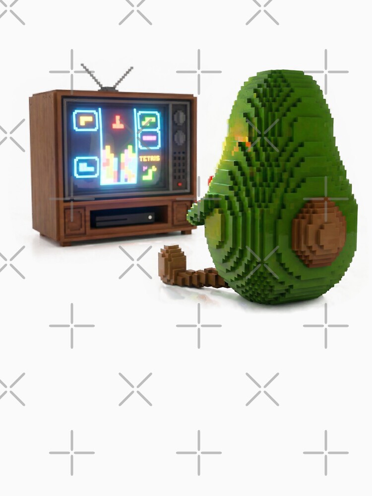 Cute Gamer Avocado Playing Retro Console - 3D Voxel Art Sticker by PikyShop T-Shirts, Hoodie, Sweatshirt (Image 3)