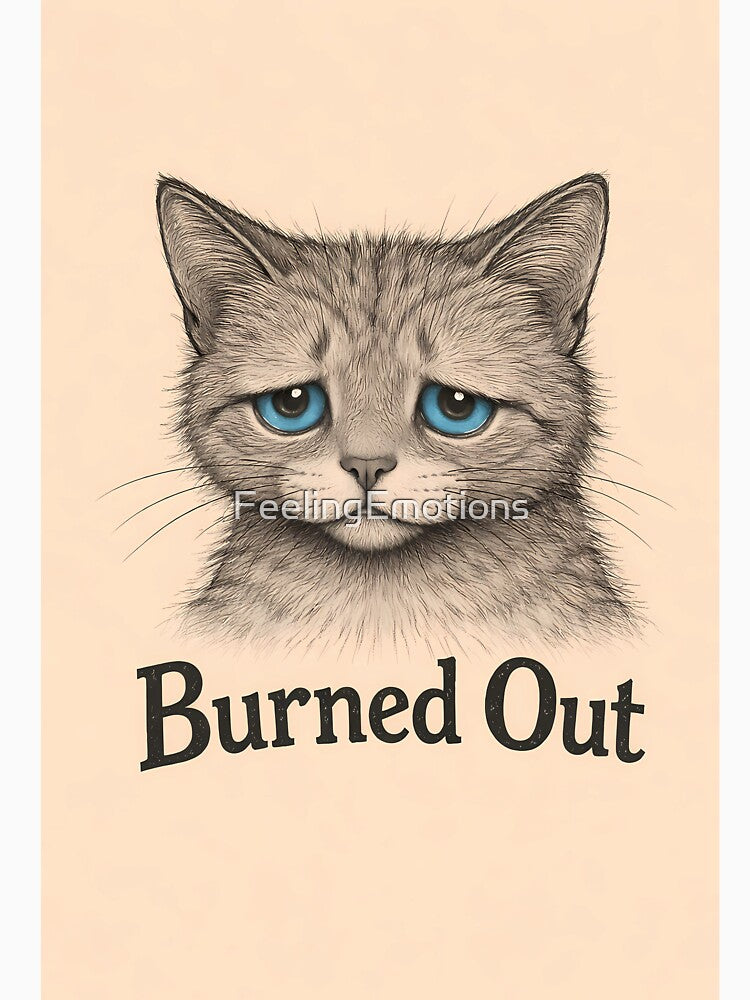 Burned Out – Emotional Cat Illustration | Mental Health Art by FeelingEmotions T-Shirts, Hoodie, Sweatshirt (Image 3)