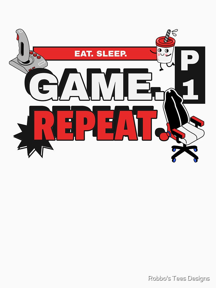 Eat Sleep Game Repeat Design by Robbo's Tees Designs Hoodie, Sweatshirt | BlankRebels.com (Image 3)