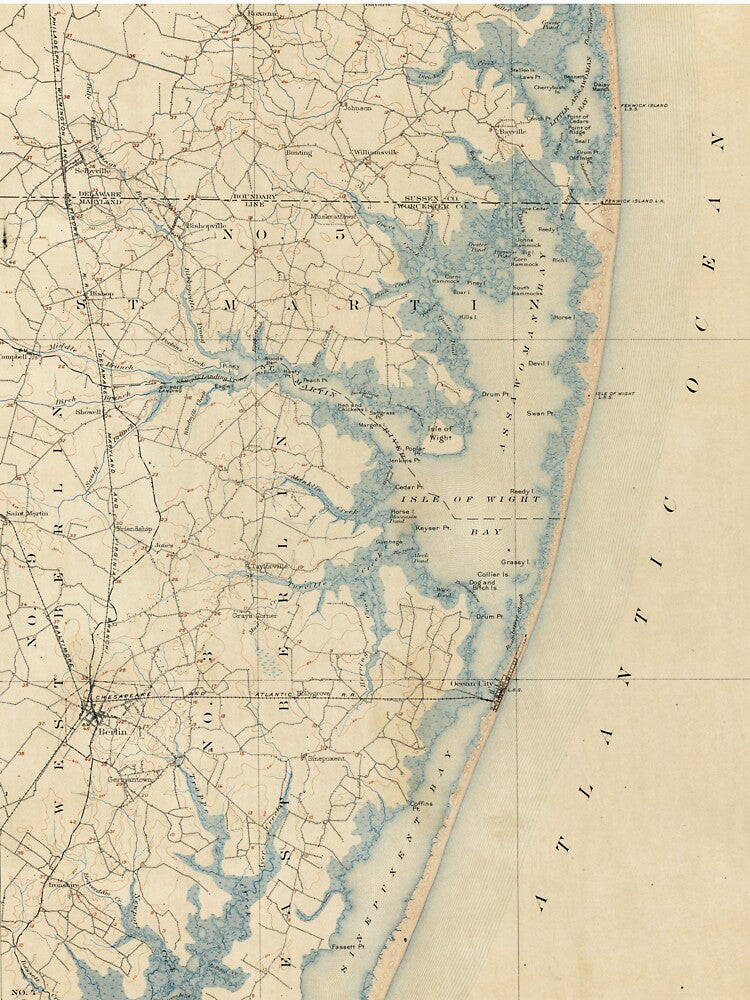 Vintage Map of Ocean City Maryland (1900) by BravuraMedia T-Shirts, Hoodie, Sweatshirt | BlankRebels.com (Image 3)