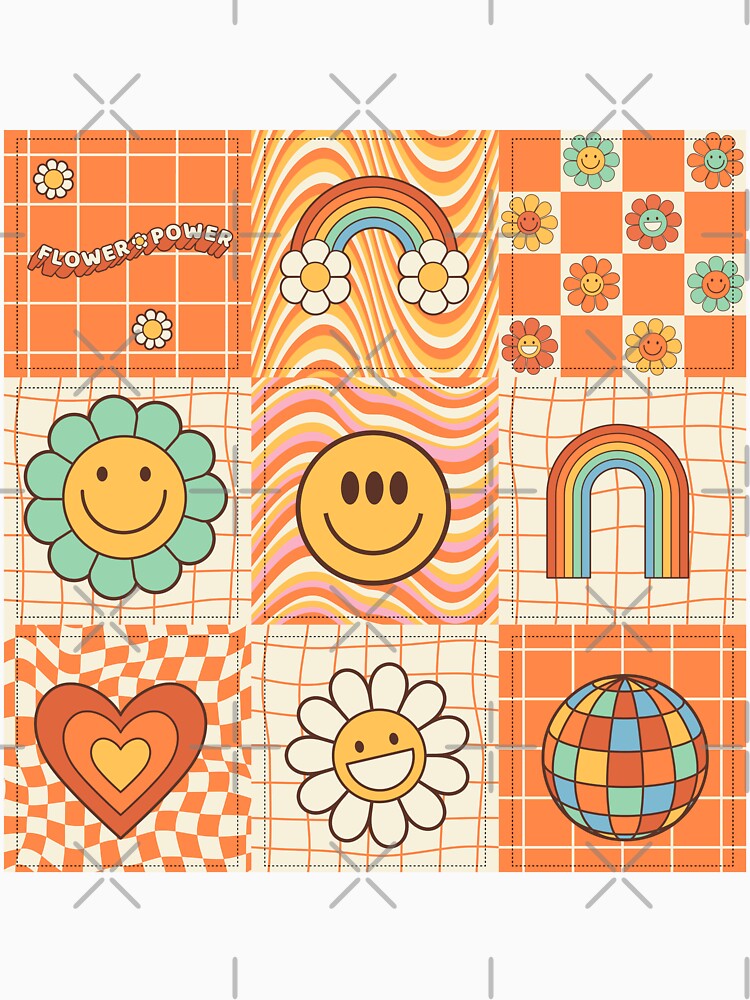 Retro Aesthetic Daisy Flower And Rainbow 60s, 70s Pattern by I Am Cuta T-Shirts, Hoodie, Sweatshirt (Image 3)