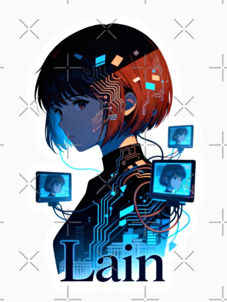 Cutest Serial Experiments Lain Cyberpunk Aesthetic | Retro Anime Glitch Design by Gurjeetpixelart T-Shirts,... (Image 3)