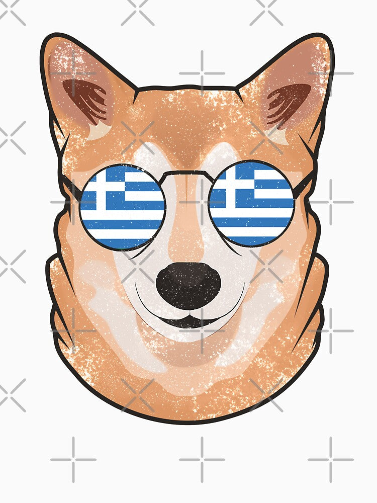 Vintage Patriotic Shiba Inu Greek Flag by feether-store