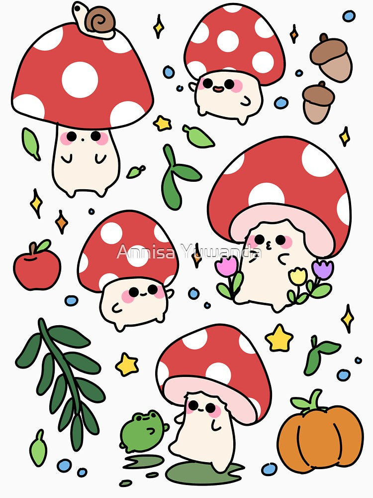 Cute Kawaii Mushroom #1 by Annisa Yuwanda T-Shirts, Hoodie, Sweatshirt | BlankRebels.com (Image 3)