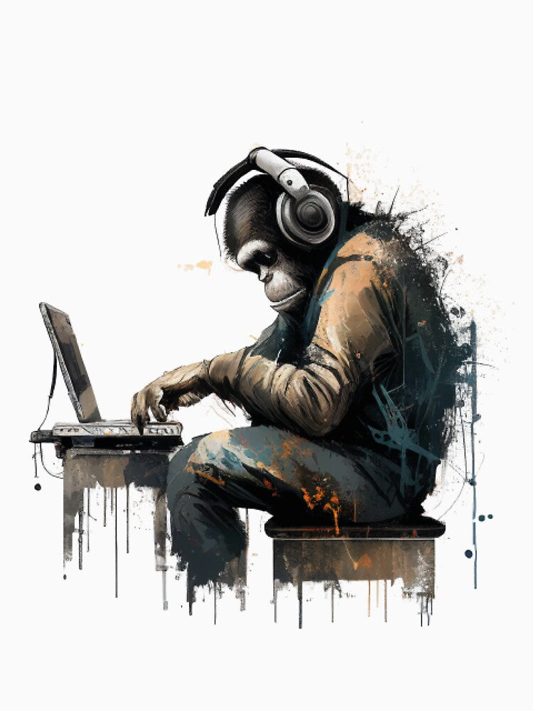 Banksy DJ Monkey Thinker with Headphones by MCreativeStore T-Shirts, Hoodie, Sweatshirt | BlankRebels.com (Image 3)