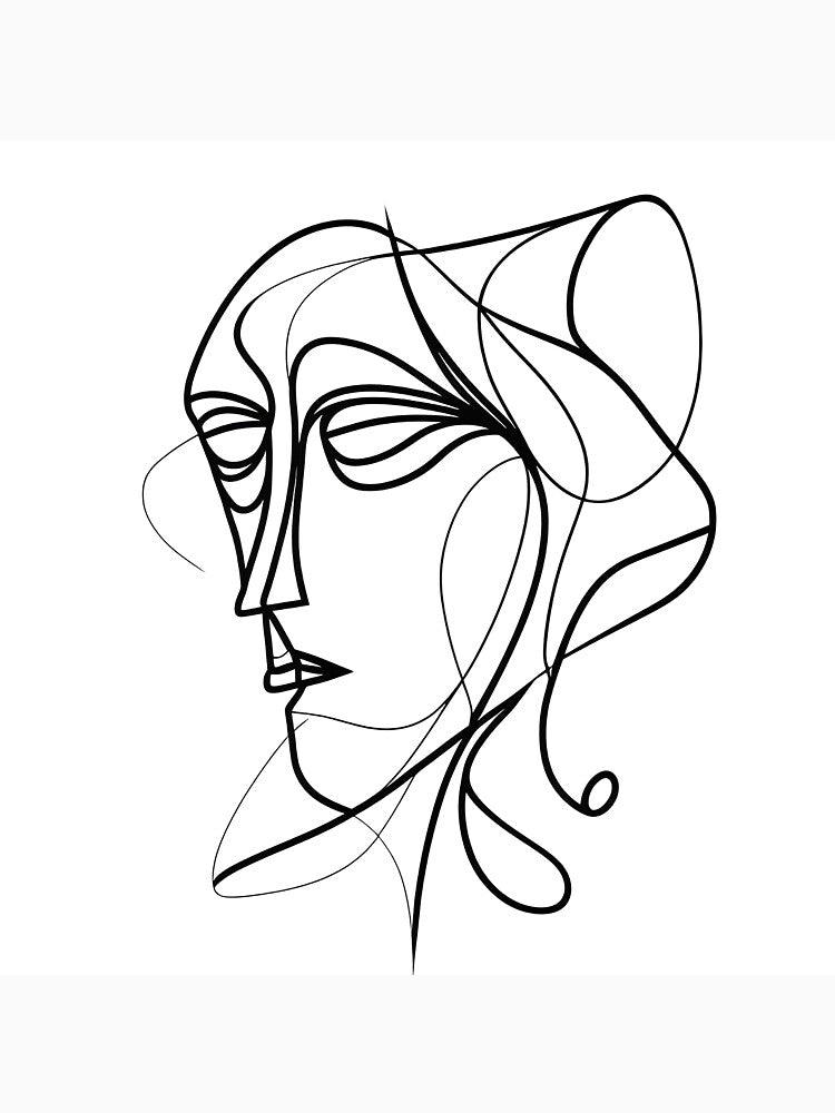Black and White Abstract Face Features Geometric Shapes Monochrome Design Modern Art by Univers Noir et Blanc... (Image 3)