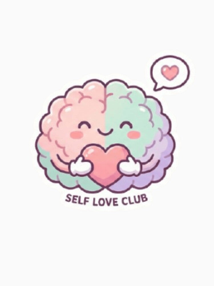 Self Love Club Cute Brain | Mental Health Kawaii Sticker & T-Shirt Design by Chuahan_Arts Hoodie, Sweatshirt (Image 3)