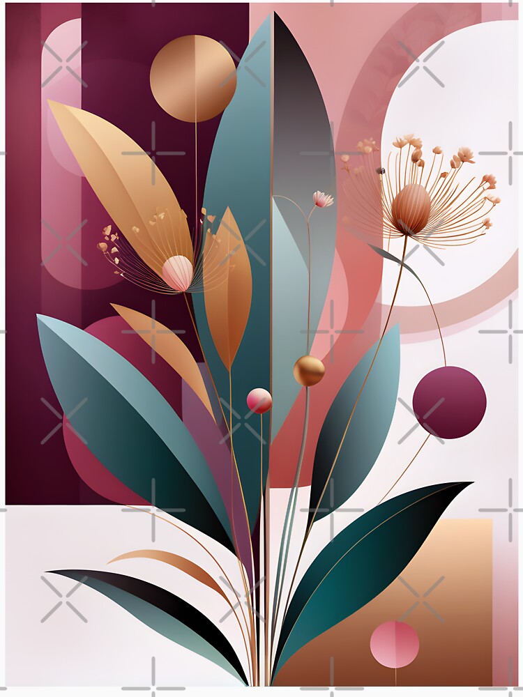 Mid Century Botanical Retro Geometric Leaves  Florals  Berry, Gold by Prints and Lifestyle T-Shirts, Hoodie,... (Image 3)