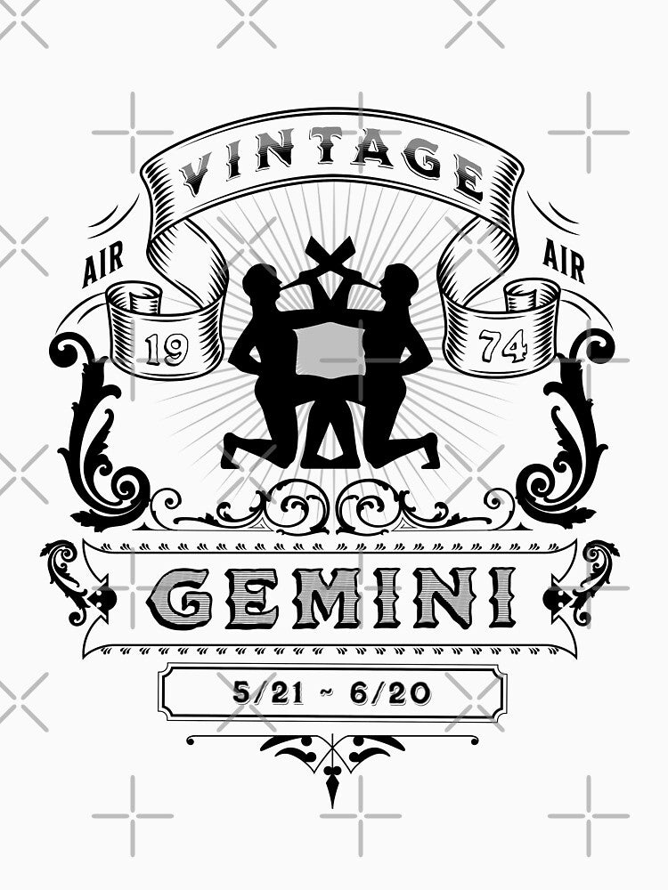 The Zodiac Sign of Gemini Black and White Vintage 1974 by rhombusOnion T-Shirts, Hoodie, Sweatshirt (Image 2)