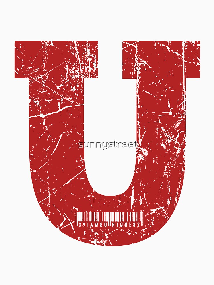 Red Grunge Monogram Letter "U" I Am Unique by SunnyStreet T-Shirts, Hoodie, Sweatshirt | BlankRebels.com (Image 3)
