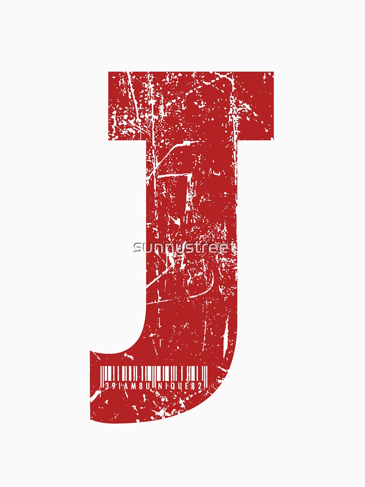 Red Grunge Monogram Letter "J" I Am Unique by SunnyStreet T-Shirts, Hoodie, Sweatshirt | BlankRebels.com (Image 3)