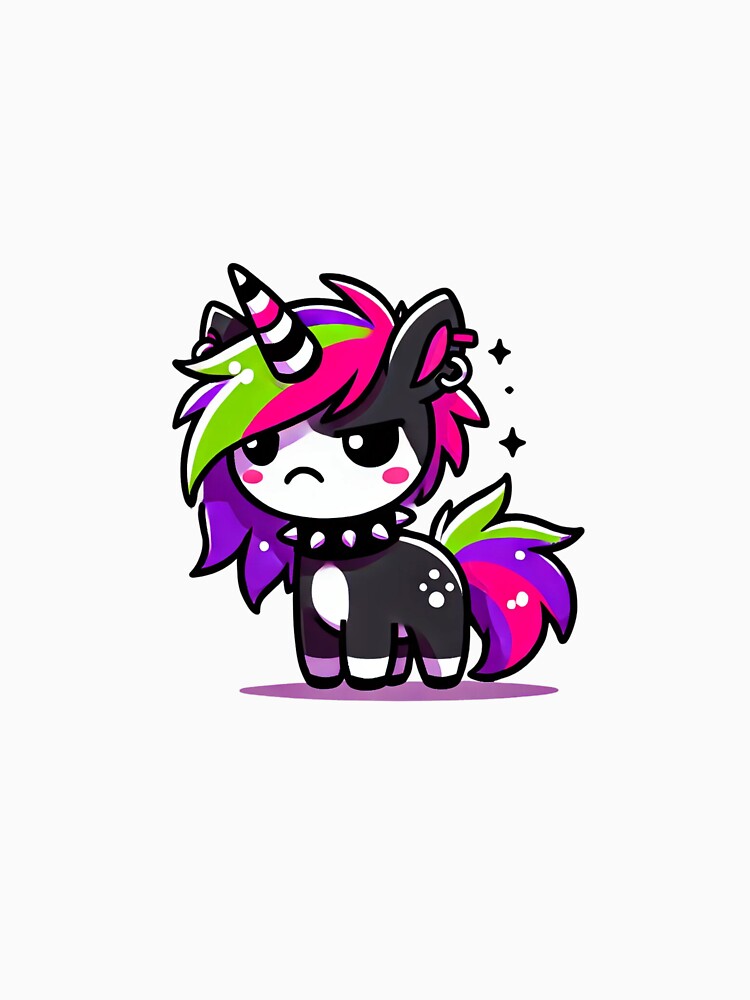 "Punk Attitude" - The Emo Grumpy Unicorn by 3DAF T-Shirts, Hoodie, Sweatshirt | BlankRebels.com (Image 3)