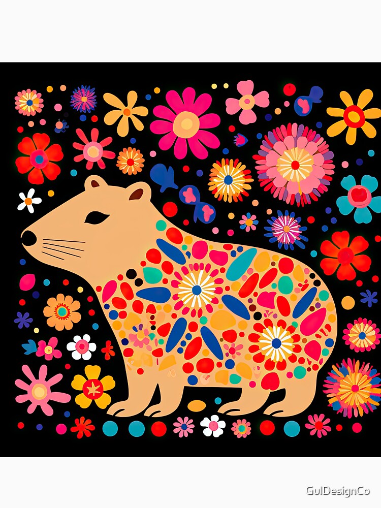 Abstract Floral Capybara Illustration by GulDesignCo T-Shirts, Hoodie, Sweatshirt | BlankRebels.com (Image 3)