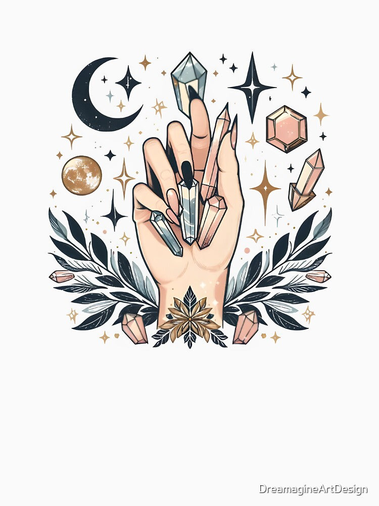 Aesthetic Magical Crystal Hand by DreamagineArtDesign T-Shirts, Hoodie, Sweatshirt | BlankRebels.com (Image 3)