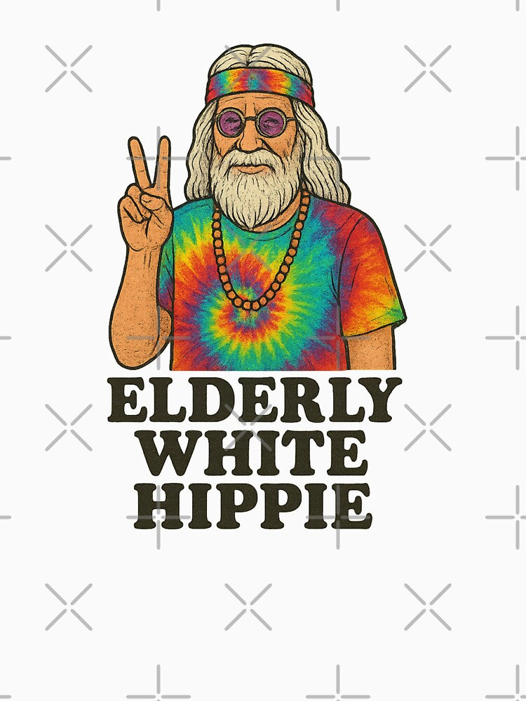 Elderly White Hippie – Psychedelic Tie Dye Retro Peace Graphic by 9morethan9® T-Shirts, Hoodie, Sweatshirt (Image 3)