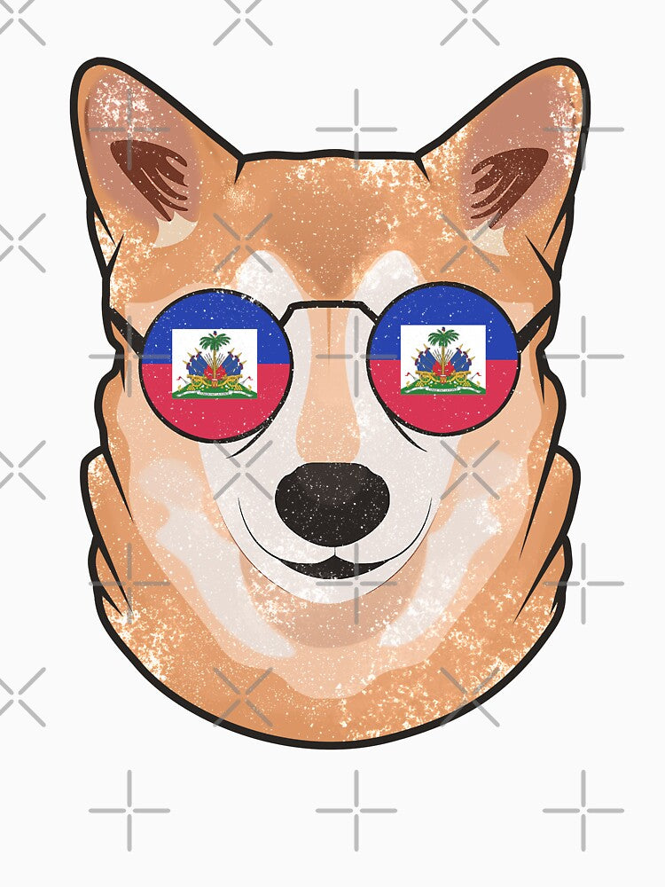 Vintage Patriotic Shiba Inu Haitian Flag by feether-store