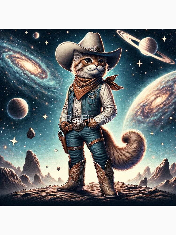 Space Cat Cowboy by RayFineArt T-Shirts, Hoodie, Sweatshirt | BlankRebels.com (Image 3)