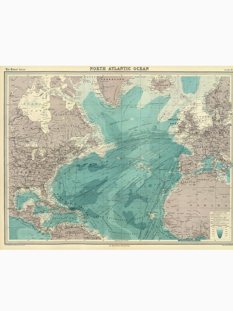 Vintage Map of The Atlantic Ocean (1922) by BravuraMedia T-Shirts, Hoodie, Sweatshirt | BlankRebels.com (Image 3)