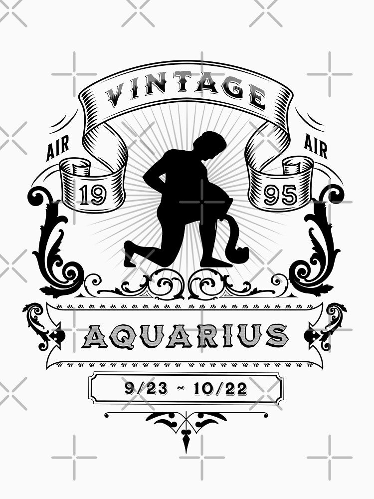 The Zodiac Sign of Aquarius Black and White 1995 by rhombusOnion T-Shirts, Hoodie, Sweatshirt | BlankRebels.com (Image 3)